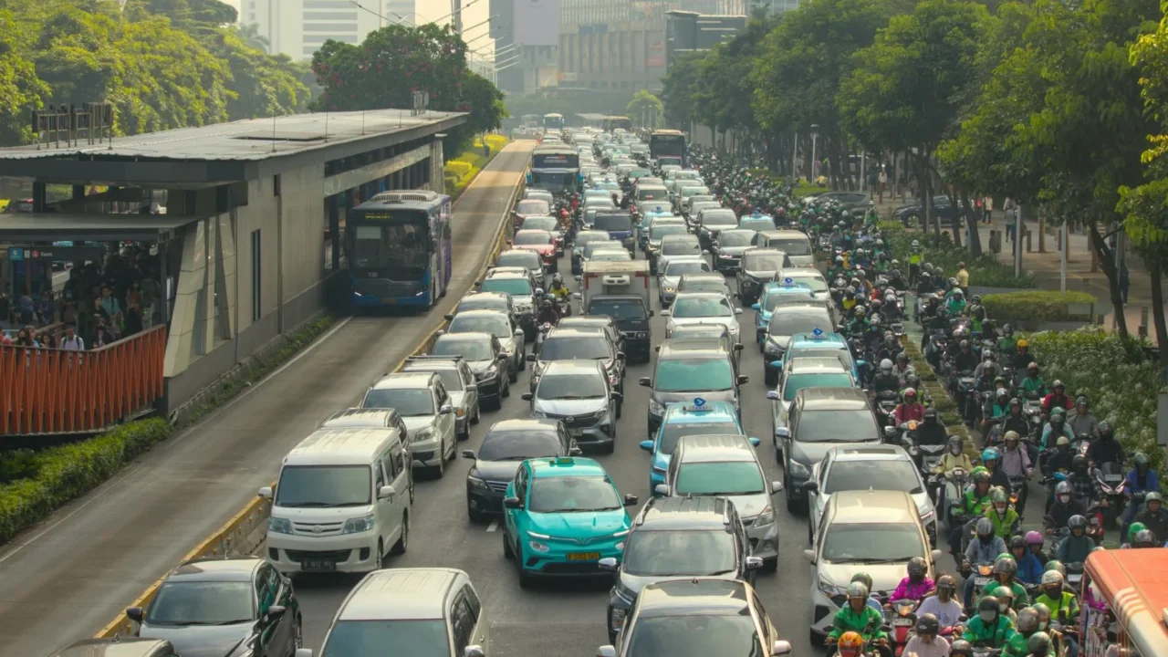 Jakarta Map City Roads Car On Street